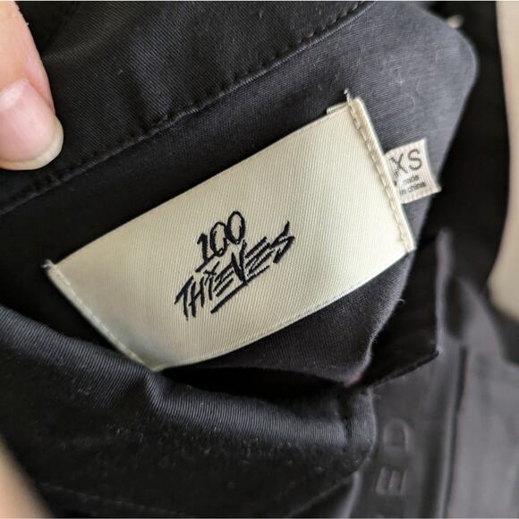 100 Thieves Field Jacket Mens XS Black Military Button Snap Pockets Long Sleeve - Picture 6 of 8